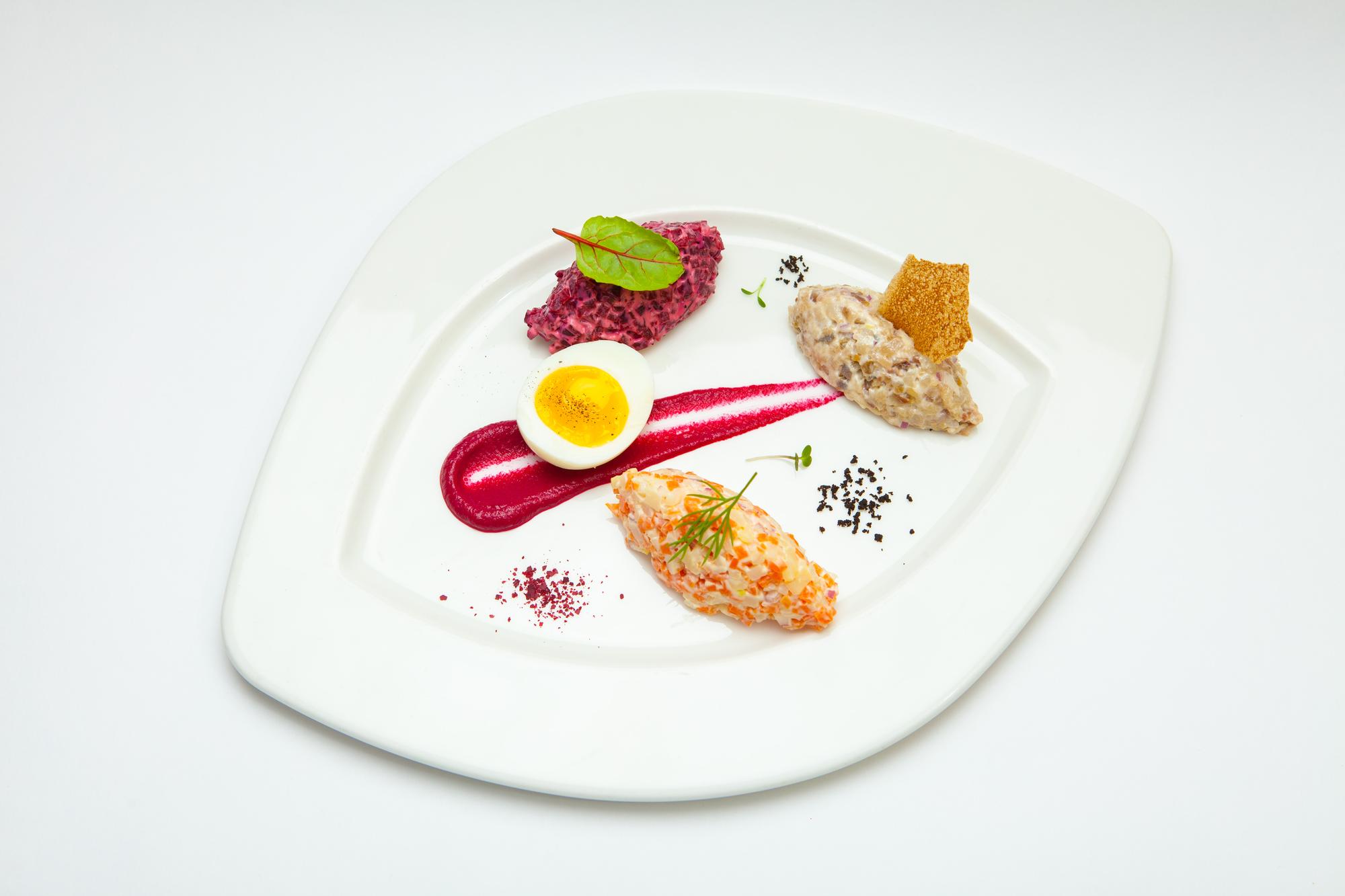 Plated main course with garnish